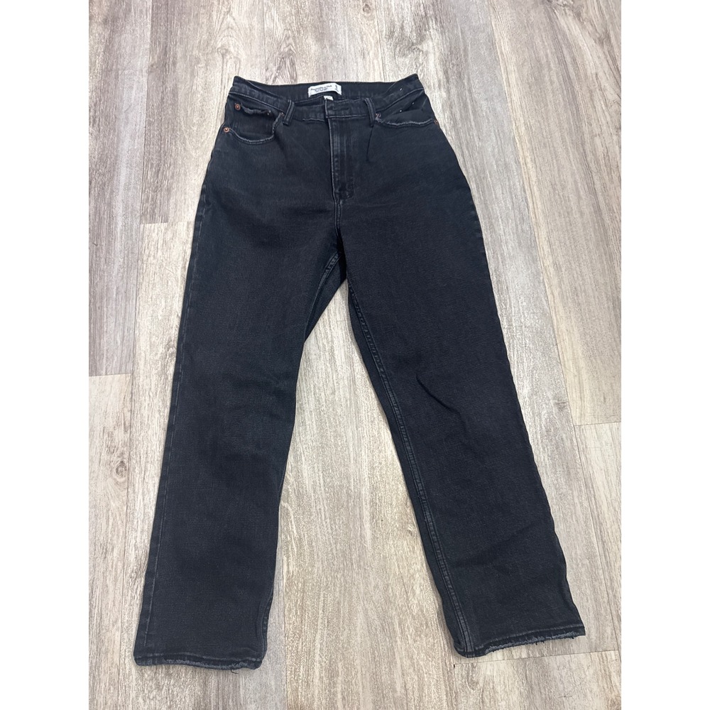Abercrombie & Fitch Curve Love Ankle Straight Ultra High Rise Black Jeans 28 6R